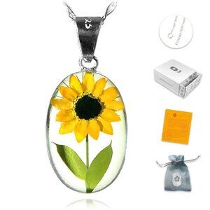 Sunflower Necklace for Woman - Sunflower Pendant in Sterling Silver